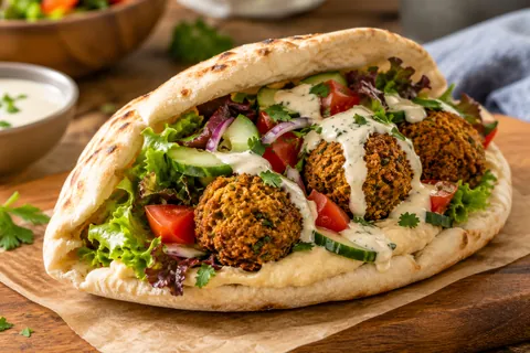 Falafel mit Hummus und Salat