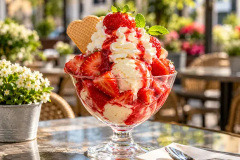 Erdbeerbecher mit Sahne