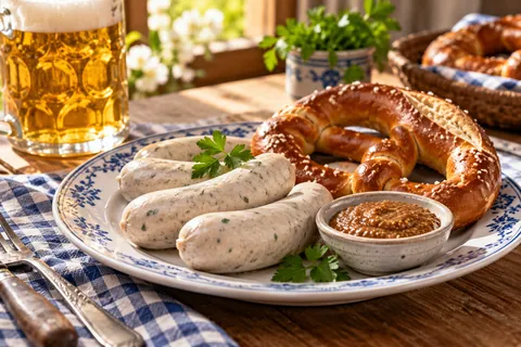 Weißwürste mit Brezel und süßem Senf