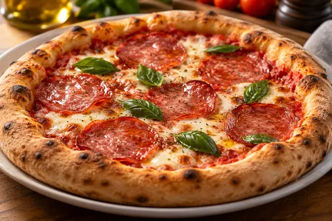 Pizza der Woche: Salami mit Basilikum