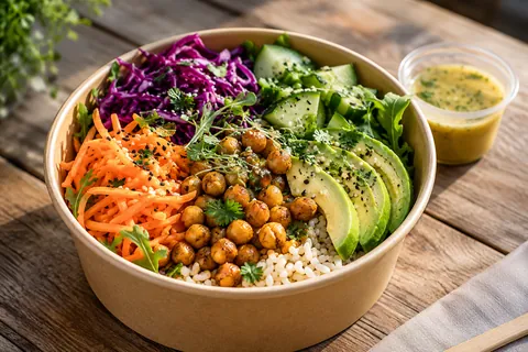 Salat-Bowl mit Kichererbsen und Avocado